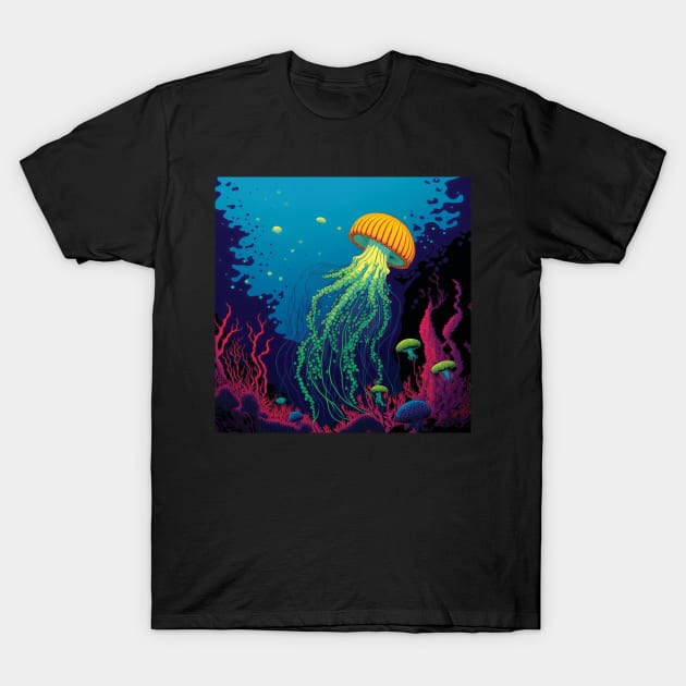 Jellyfish Underwater in the Ocean T-Shirt by Geminiartstudio